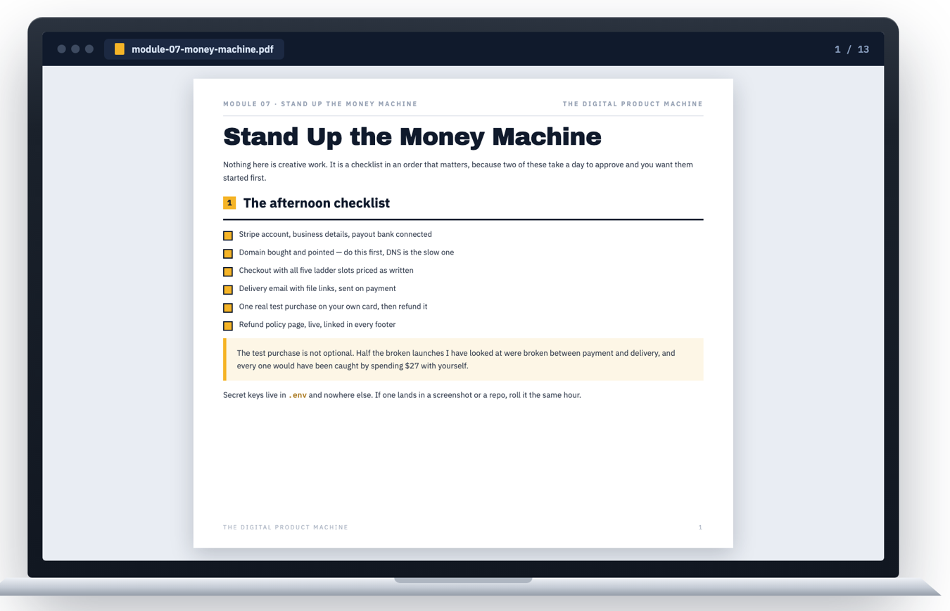 Module 7 — Stand Up the Money Machine
