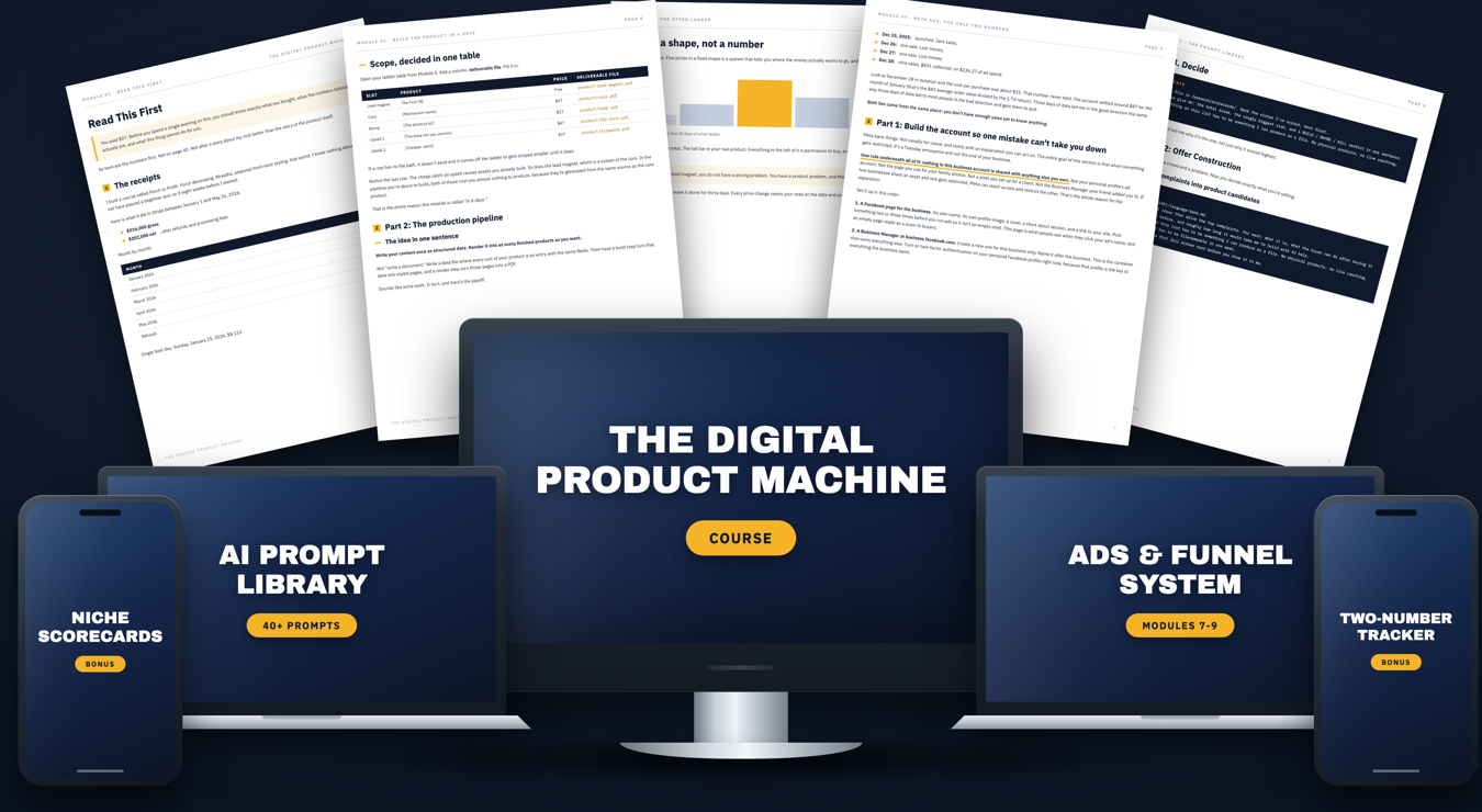 The Digital Product Machine on laptop, tablet and phone